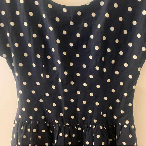 Anthropologie Lilis Closet 100% Linen Blend Polka Dot Fit n Flare Dress - Picture 6 of 11